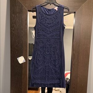 Lilly Pulitzer Navy Embroidered Midi Dress